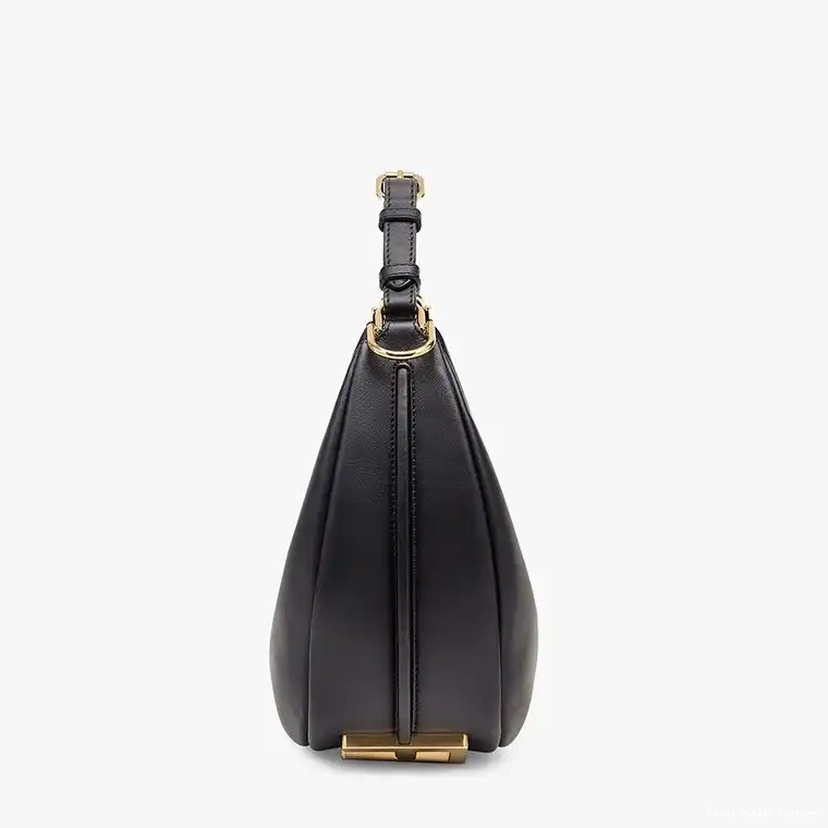 Affordable HOT Bag Fendi Fendigraphy Calf Leather Small In Hobo Black 0623